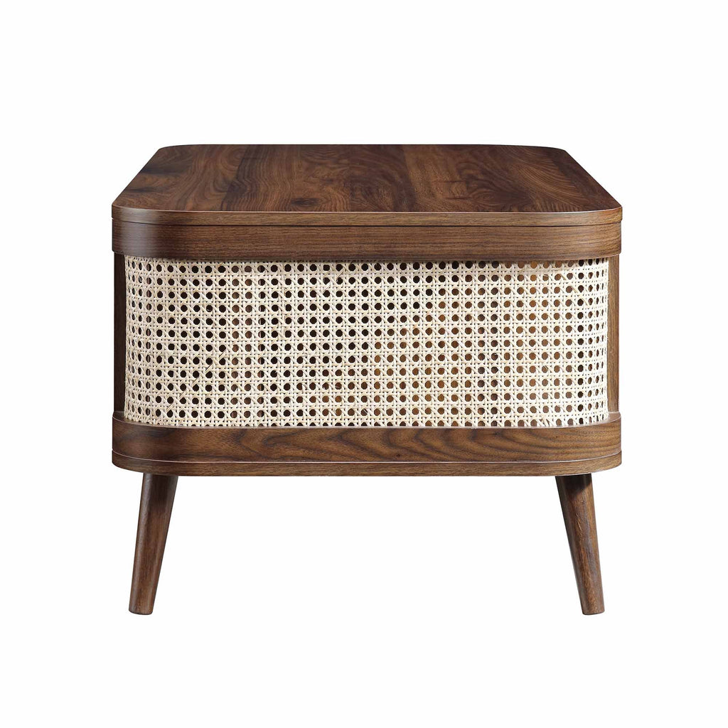 Izzy Curved Rattan Coffee Table, Walnut