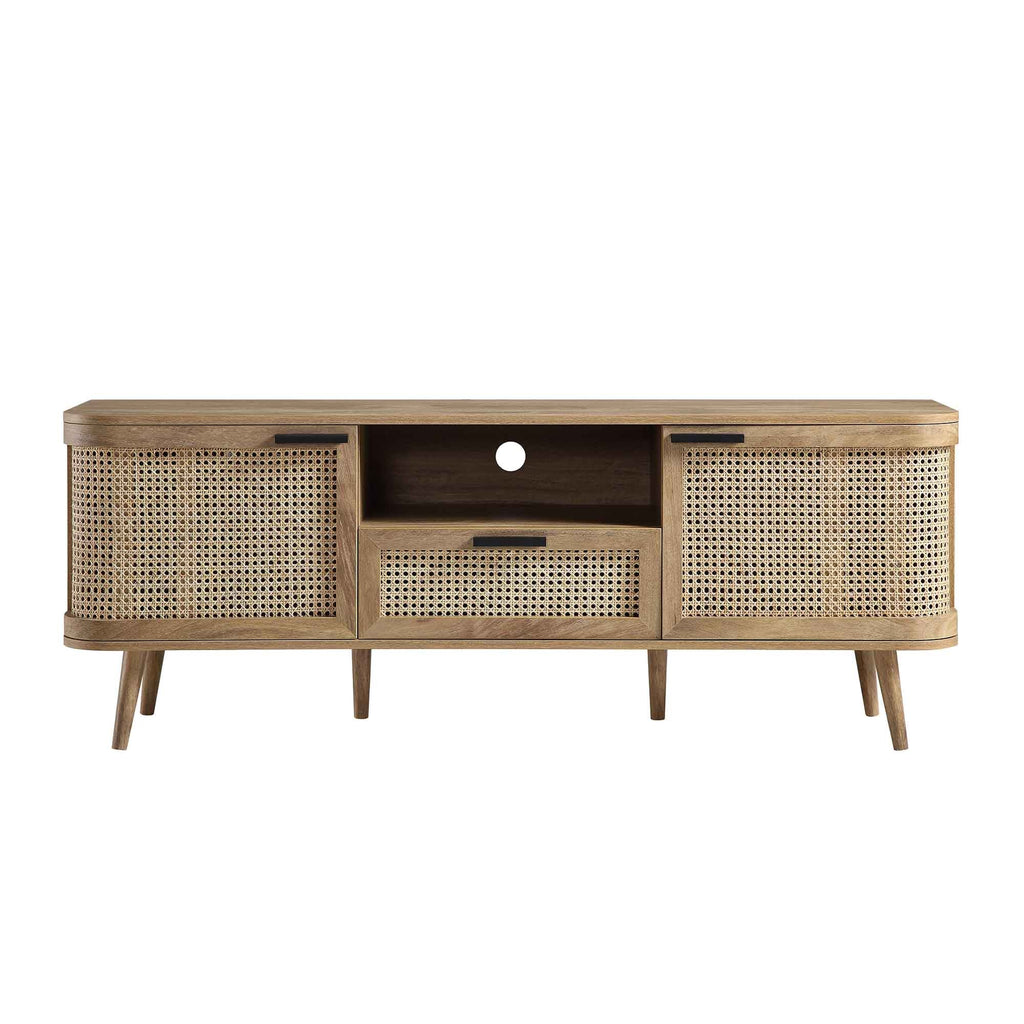 Izzy Curved Rattan 59" TV Unit, Natural