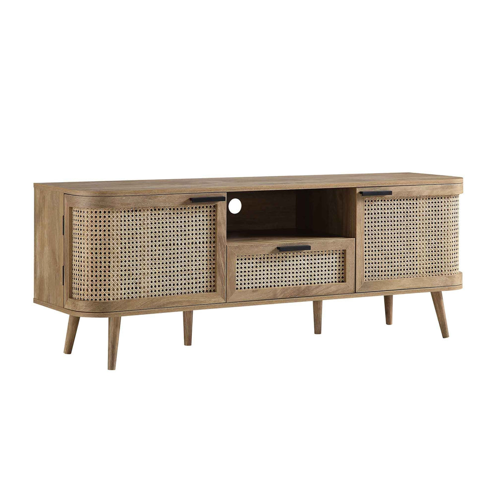 Izzy Curved Rattan 59" TV Unit, Natural