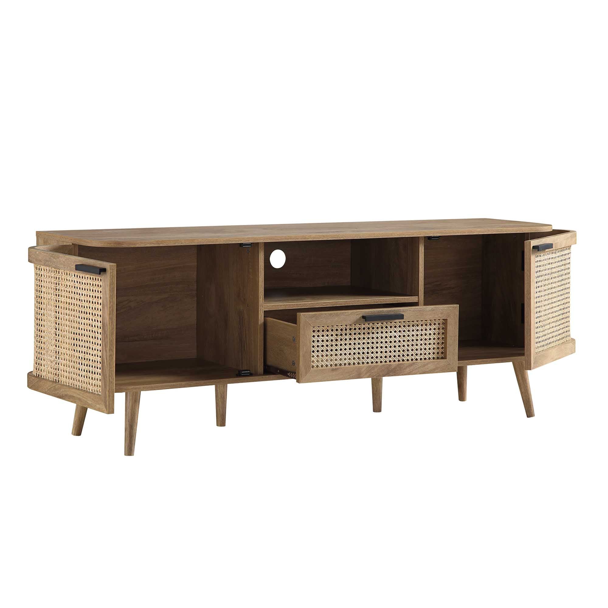 Izzy Curved Rattan 59" TV Unit, Natural