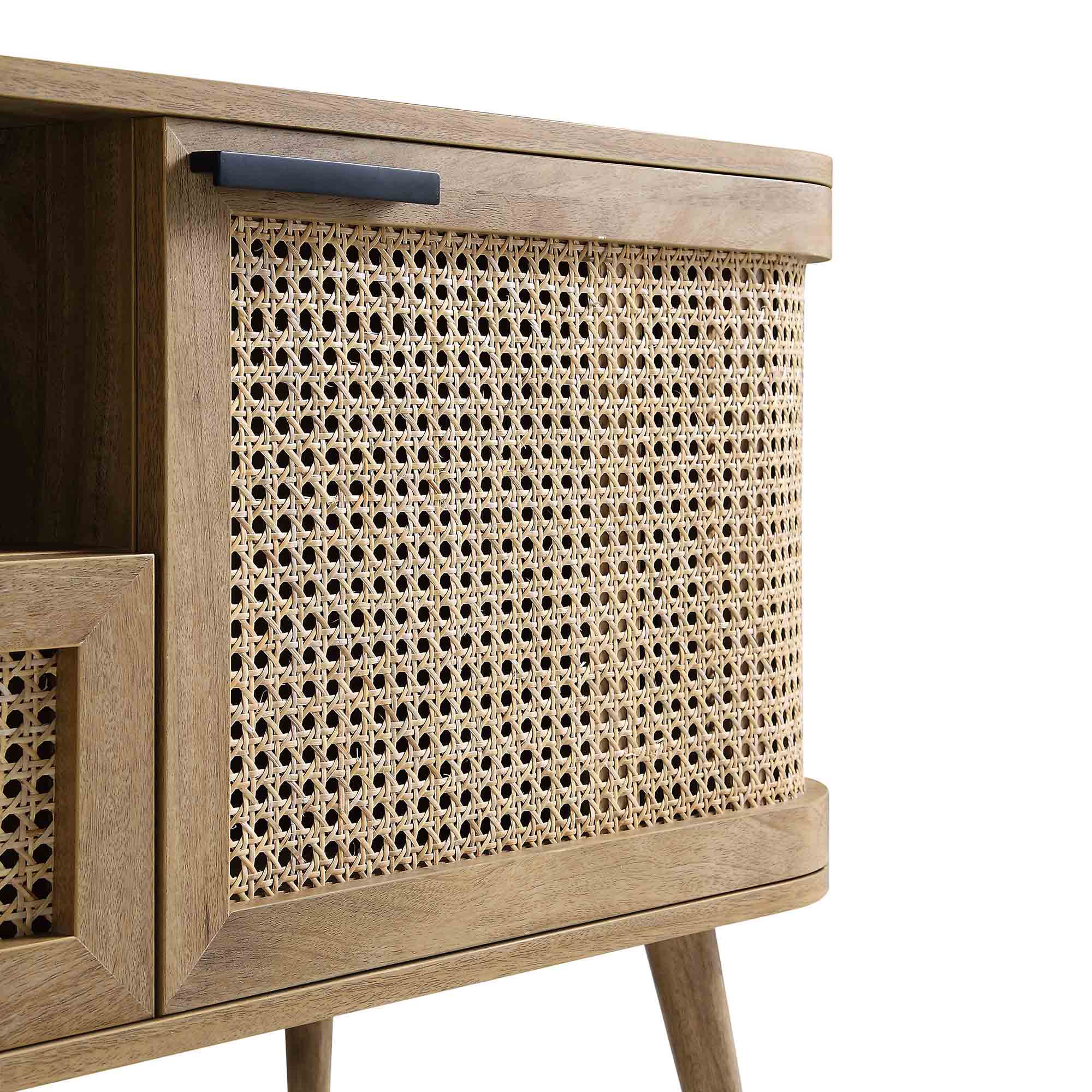 Izzy Curved Rattan 59" TV Unit, Natural