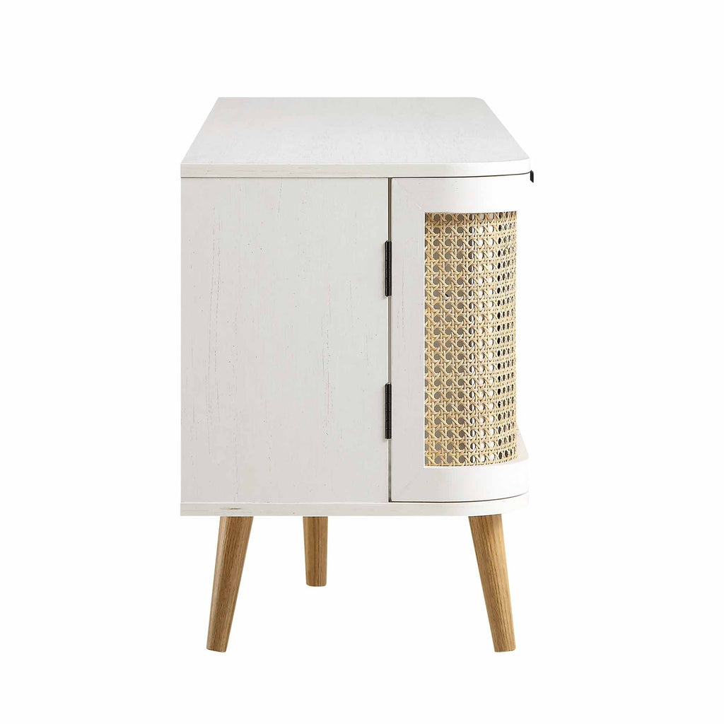 Izzy Curved Rattan 59" TV Unit, White