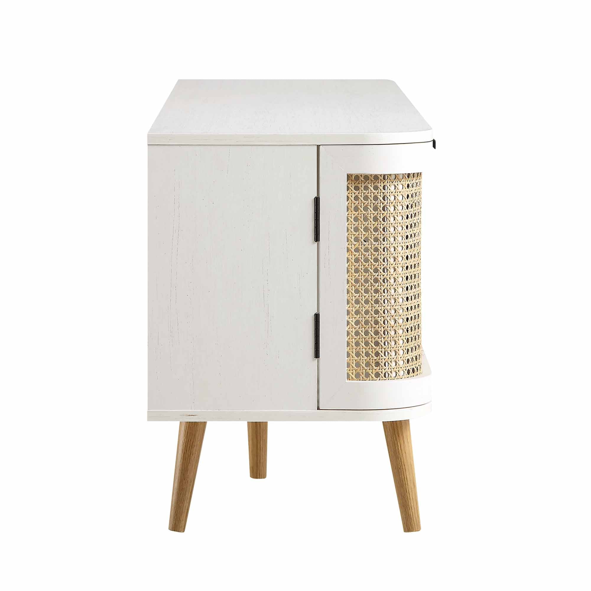 Izzy Curved Rattan 59" TV Unit, White