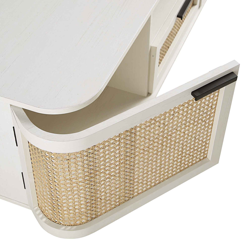 Izzy Curved Rattan 59" TV Unit, White