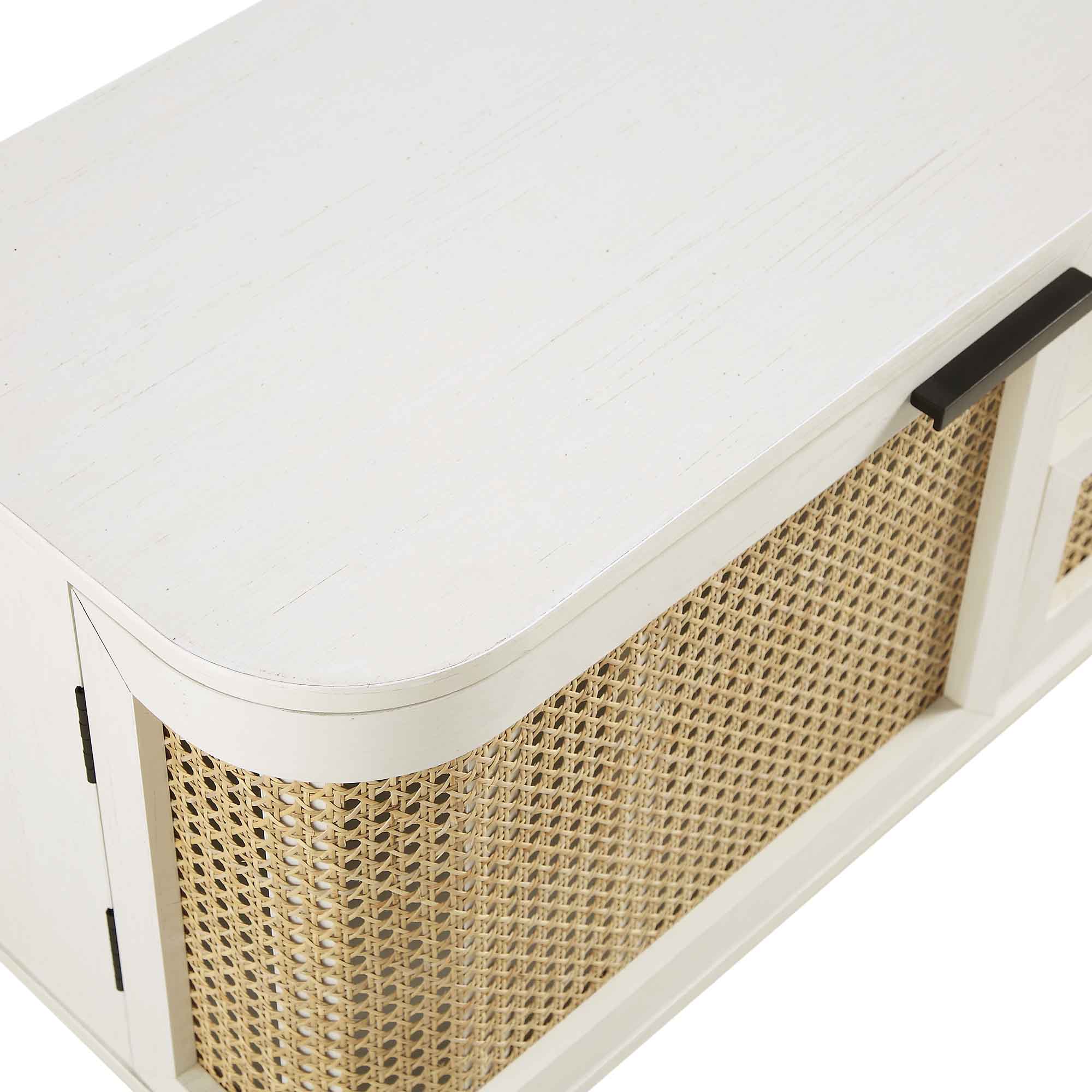 Izzy Curved Rattan 59" TV Unit, White