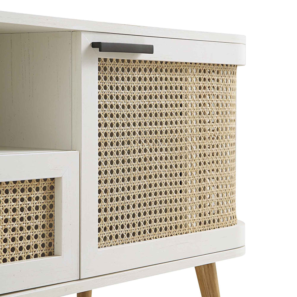 Izzy Curved Rattan 59" TV Unit, White