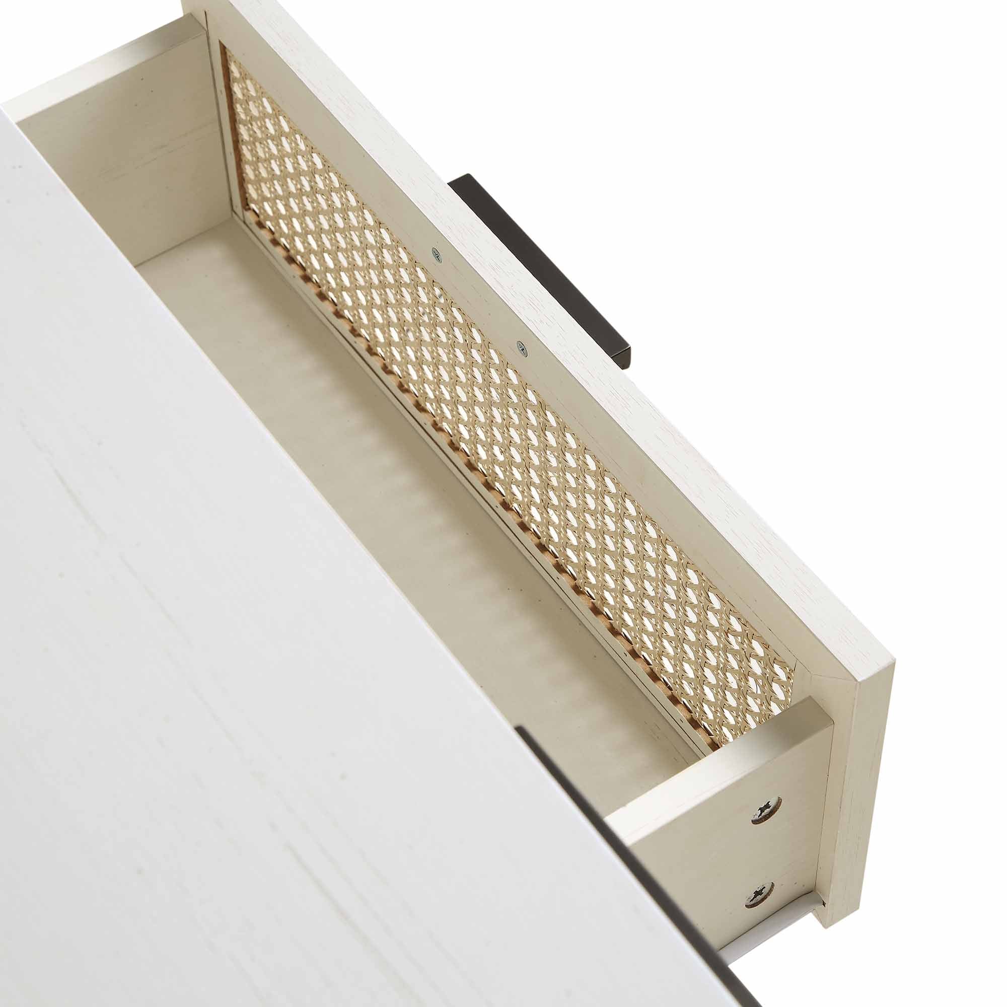 Izzy Curved Rattan 59" TV Unit, White