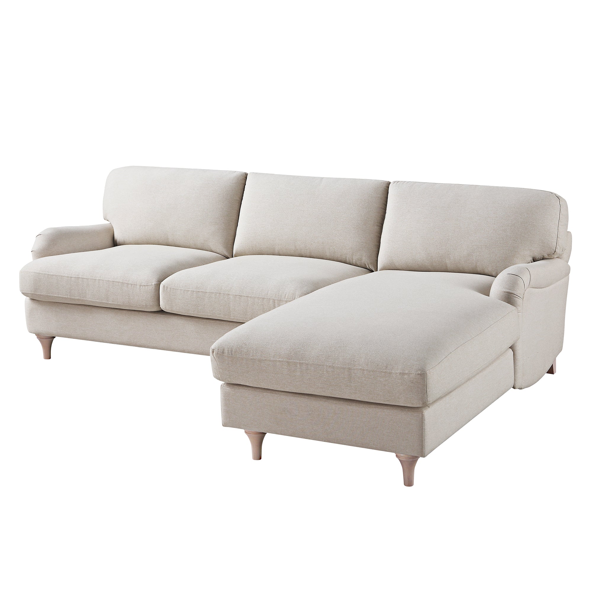 Daphnis Oatmeal Fabric Sofa, Grande Chaise Sofa Right Hand Facing