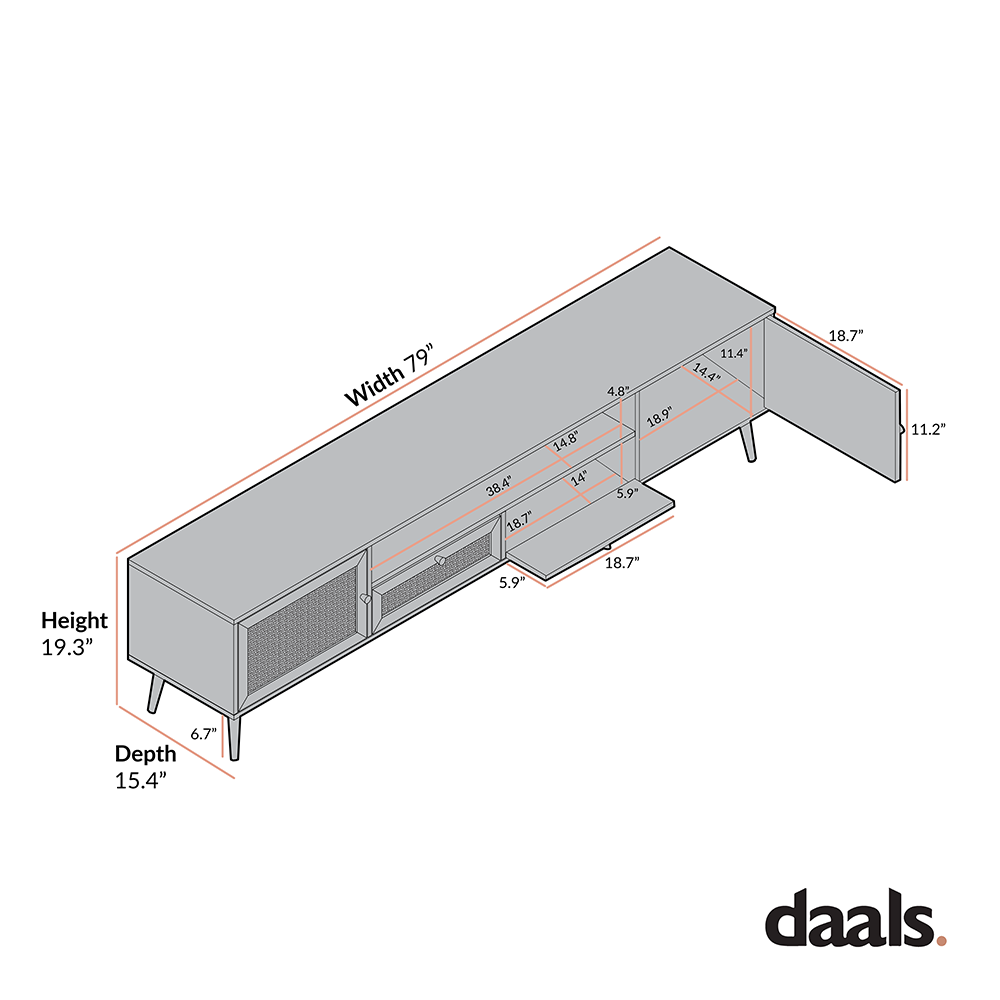 Frances Woven Rattan 79in. Wide TV Unit, Natural
