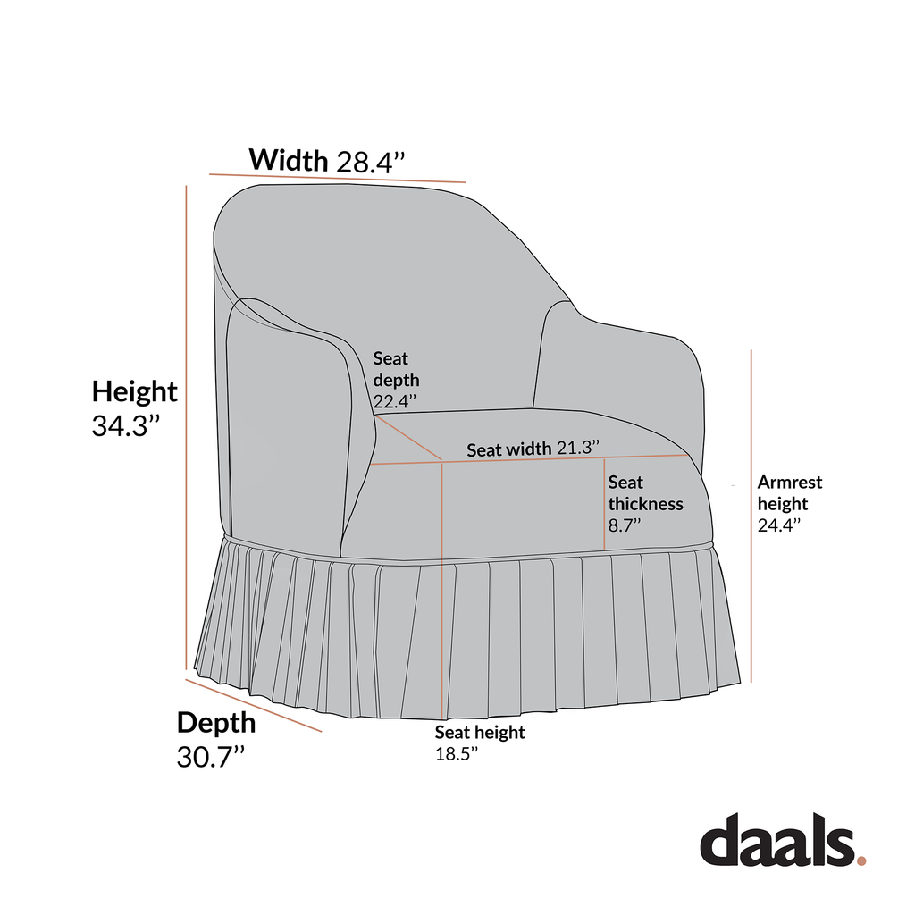 Calliope Skirted Armchair, Aegean Blue Velvet